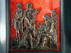 Italienisches Bronze-Relief: Anbetung der Könige des 17. Jhdts.