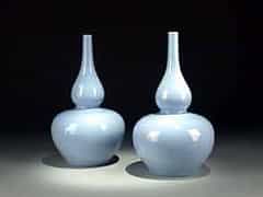  Paar aussergewöhnliche Doppelkürbis-Vasen