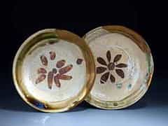  Paar mukozuke-Teller aus Oribe-Keramik