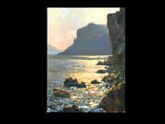 Maler des 20.Jhdt. Bildtitel: Sonnenuntergang an der Küste von Capri .
