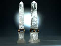 Paar seltene Obelisken in Bergkristall