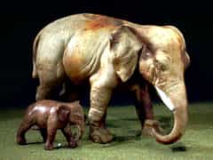 2 Terracotta-Elefanten