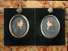 Paar ovale Miniaturportraits