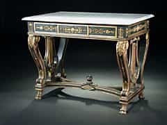 Klassizistischer, gefasster und vergoldeter Tisch mit Marmorplatte