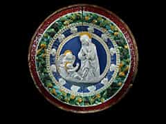 Großes Keramik-Tondo in Art der Florentinischen Della Robbia Werkstatt - im Stil der