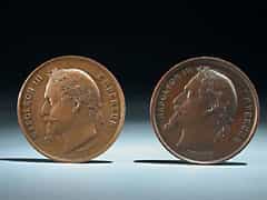 Zwei Kupfermedaillen auf Napoleon den Dritten von Frankreich signiert K.Ponscarne