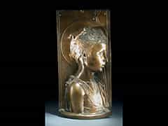Bronzeguss-Vollrelief des jugendlichen Johannes des Täufers