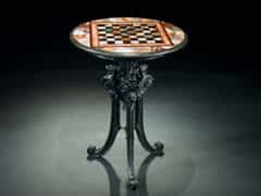 Spieltisch mit runder Schachbrett-Marmorplatte