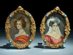 Paar Miniaturportraits adeliger Damen