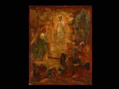 Ölbild auf Holz mit Darstellung der Auferstehung Christi