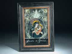 Hinterglasbild mit Darstellung der Maria.