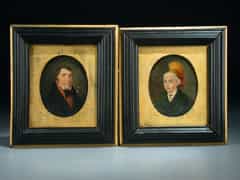 Paar Biedermeier-Portrait-Miniaturen