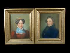 Paar Biedermeier Pastellportraits in originalen Rahmen. 