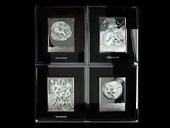 Moderner Satz von fünf Reliefs in Silber
