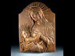 Italienischer Bildhauer des 18./19. Jhdt. Halbreliefbild der Madonna mit dem Kind