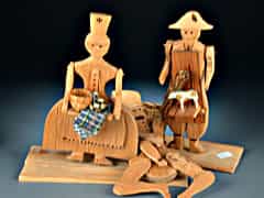 3 geschnitzte Holzfiguren