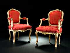 Paar Louis XV Armlehnstühle