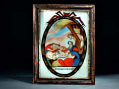 Hinterglasbild mit Darstellung der Geburt Christi