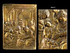 Vergoldete Bronze-Reliefplatte des 16. Jhdt.