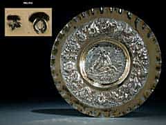 Augsburger Silberteller Teilvergoldet, im Relief