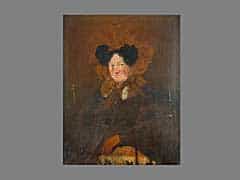 Biedermeier-Portrait einer älteren Dame mit großer Haube