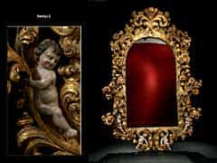 Großer, barocker, geschnitzter und vergoldeter Spiegel (Abb. rechts)