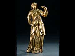 Feuervergoldetes Bronzefigürchen einer stehenden Dame
