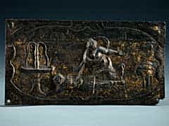 Getriebene Reliefplatte mit historischer Darstellung, .
