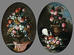 Paar italienische Blumenstilleben