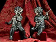 Paar Puttenfiguren in Bronze des 17. Jhdts.