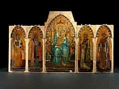 Altargemälde, in fünf Teilen, im Stil des 15. Jhdt.