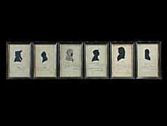 Satz von sechs Silhouetten-Portraits