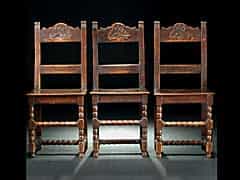 Satz von drei barocken Stühlen