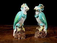 Paar Fayence-Papageien