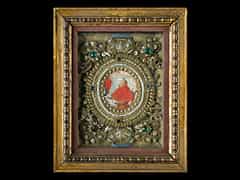 Klosterarbeit in vergoldetem Louis XVI-Rahmen