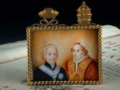 Miniatur-Doppelbildnis von Papst Pius VII. und Kardinal von Salvi