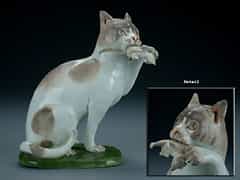 Meissner Porzellanfigur einer Katze