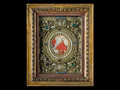 Klosterarbeit in vergoldetem Louis XVI-Rahmen