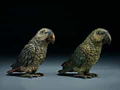 Paar Papageien aus Wiener Bronze