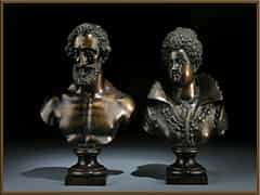  Zwei Bronzebüsten des Heinrich IV., 1553 - 1610, König von Frankreich und Maria von Medici, 1573 - 1642