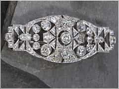 Art Déco-Brosche mit Altschliffdiamanten und Diamanten im Achtkantschliff, zus. ca. 3,60