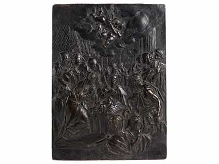 Bronzerelieftafel mit Darstellung der Anbetung der Hirten