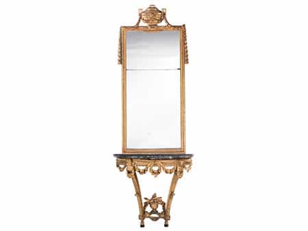 Feine Louis XVI-Konsole mit Spiegel