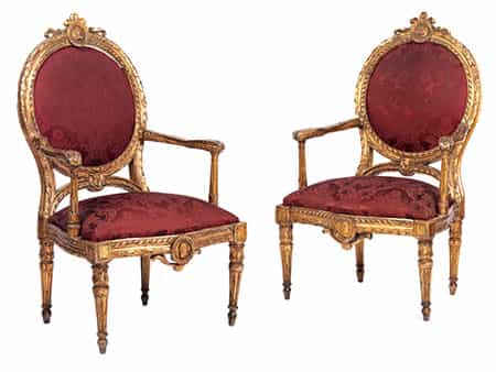  Paar imposante Louis XVI-Fauteuils