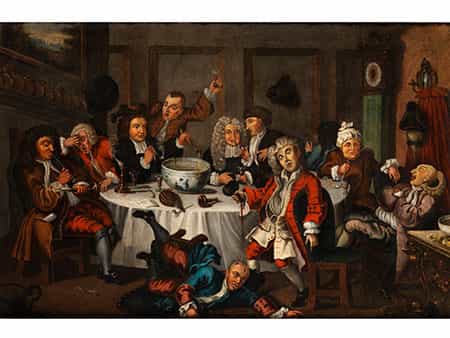 Englischer Maler des ausgehenden 18. Jahrhunderts nach Vorbild von William Hogarth, 1697 London - 1764