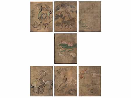  Serie von sieben alten chinesischen Malereien