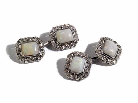  Opal-Diamant-Manschettenknöpfe