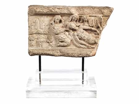Steinrelief-Fragment mit einer Darstellung der Grablegung Christi 