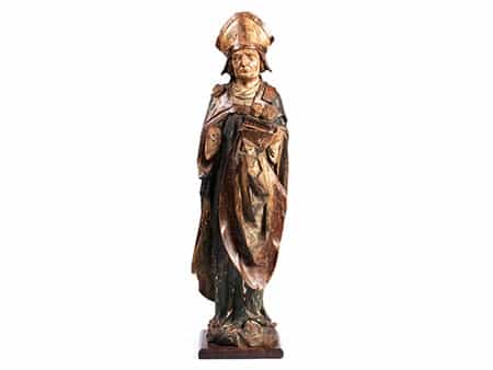 Spätgotische Schnitzfigur des Heiligen Nikolaus