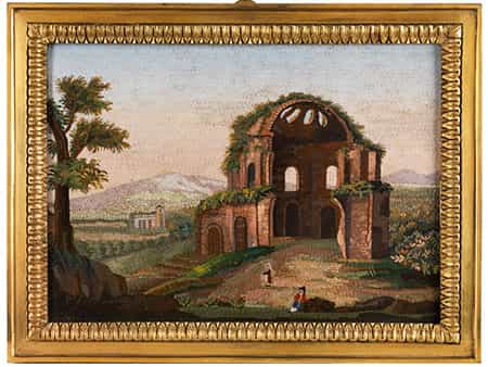 Mikromosaik mit Blick auf den Tempel der Minerva